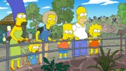 Homer (2.v.r.), Lisa (r.), Maggie (2.v.l.), Bart (3.v.r.), Marge (l.)