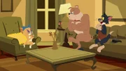 Spikes (2.v.r.) Knochen wurden geklaut. Tom und Jerry sollen herausfinden, wer der Täter ist. Doch was hat Toodles (l.) mit der Sache zu tun?