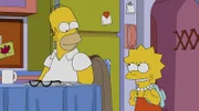 Auch, wenn die Anzahl der weiblichen Besucher im Atomkraftwerk erschreckend gering ist, freut sich Lisa (r.) darauf, den Arbeitsplatz ihres Vaters Homer (l.) zu besichtigen ...