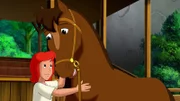 Graf Falko ist in Sorge um seine Cleopatra. Tina und Bibi wissen Rat und bieten sich als Pferdeflüsterinnen an.