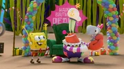 v.li.: SpongeBob, Mr. Krabs, Pearl