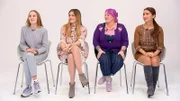 V.l.: Rilana, Bianca, Tanja und Neslihan warten gespannt am Laufsteg.