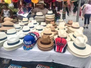 Pananama Hüte an einem Verkaufsstand in Panama City.