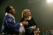 Tony Shalhoub (Adrian Monk), Traylor Howard (Natalie Teeger).