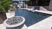 Completed fire feature at the Castro Home in College Grove, TN as seen on Pool Kings. (Exterior)