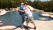 John Delaforce from Blue Haven Pools and Kyle Peek of Peek Pools and Spas has some fun as seen on Pool Kings. (action)