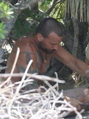 Ben works on the bowdrill.
