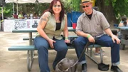 The Kitterman's and Uggie at the fundraiser for Villalobos Rescue Center.