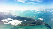 Luftaufnahme des Bermuda-Dreiecks gegen den Himmel.