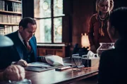 L-R: Professor T (Ben Miller), Ingrid Snares (Sarah Woodward), Lisa Donckers (Emma Naomi)
