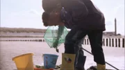 Robin und Mats suchen im Schlick nach kleinen Krebsen und finden allerlei anderes Getier.