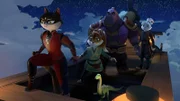 Ist Chizu (v.l.) zu trauen? Die Echse Spot (v.r.), Kitsune (h.l.), Gen (h.M.) und Usagi (h.r.) sind sich nicht sicher, denn Chizu führt ein Doppelleben als Spionin für Lady Fuwa.