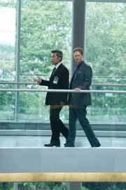 Enemy" -- Pictured: (l-r) Hiro Kanagawa as Cyrus Xander, Eric Stoltz as Daniel Graystone -- Photo by: Eike Schroter/Syfy