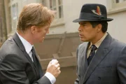 Waterfall" -- Pictured: (l-r) Eric Stoltz as Daniel Graystone, Esai Morales as Joseph Adama -- Syfy Photo: Eike Schroter