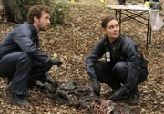 Hodgins (T.J. Thyne) und Brennan (Emily Deschanel) untersuchen eine stark verweste Leiche, die in einem Wald in West-Virginia gefunden wurde.  Die Verwendung des sendungsbezogenen Materials ist nur mit dem Hinweis und Verlinkung auf TVNOW gestattet.