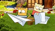 Ollie und Moon beim Origami-Kurs