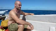 Ed Stafford making his way onto the island for the first time