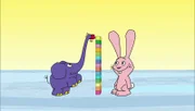 In den Lach- und Sachgeschichten wird heute so einiges gebaut. Elefant und Hase bauen schon mal einen Bauklotzturm.