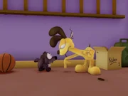 Auf der Suche nach seinem Knochen stößt Odie auf ein niedliches, hungriges Wolfsbaby.
