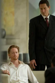 Unvanquished" -- Pictured: (l-r) Eric Stoltz as Daniel Graystone, Sasha Roiza as Sam Adama -- Photo by: Eike Schroter/Syfy