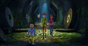 Michael, Tinker Bell, Peter Pan und Wendy suchen nach John. Ob sie ihn auch in der Halle der Chumbas finden können?