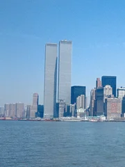 New York City, NY, USA, 1974. Skyline von der Südspitze von New York City (Manhattan).