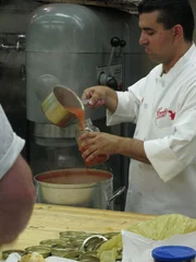 Planetarium cake, Easy Bake Oven cake, family tomato sauce. Buddy making homemade tomato sauce.