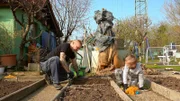 Frank und Sohn Kalli verbringen einen Gartentag nur unter Männern. Schon lange freut sich der Sprössling darauf, Kartoffeln anzupflanzen, denn die tolle Knolle ist eines der Leibgerichte der Familie.