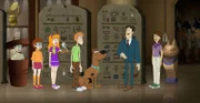 l-r: Velma, Daphne, Shaggy, Scobby-Doo, Jeff, Professor Salazar