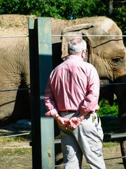 Phil and Jim with an elephant.
