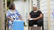 Myesha's mom and sister talking on porch