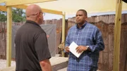 Chris Anderson prepares to interview crime scene forensics expert Chris Monturo at an outdoor shooting range.