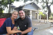 Hosts Jessie (R) and Tina (L) Rodriguez take a quick break from working on restoring this historic craftsman bungalow in San Dimas, CA as seen on Vintage Flip.