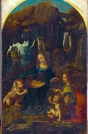 Das Ölgemälde „Felsgrottenmadonna“ (circa 1483-1486) von Leonardo da Vinci zeigt die Jungfrau Maria mit dem Christuskind, dem Johannesknaben und dem Engel Uriel in einer Felsgrotte.