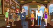 v.li.: Shaggy Rogers, Scooby-Doo, Sammy Samson, Velma Dinkley, Fred Jones, Daphne Blake