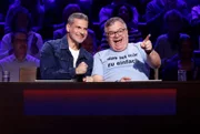 Rateteam-Kapitän Elton (r.) mit Schauspieler und Komiker Rick Kavanian (l.).