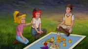 Bibi (l.) und Tina (M.) schmieden mit Alex (r.) einen Plan, Falko umzustimmen, auf einen Schimmel beim Osterritt zu bestehen.