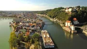 Das Drei-Flüsse-Eck in Passau aus einer besonderen Perspektive. Weiteres Bildmaterial finden Sie unter www.br-foto.de.