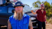 Rod Manning [left] in front of the car used for the road trip, with James "JC" Caruana [right] in the background.