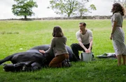 L-R: Candy (real name Aramis), Jenny Alderson (Imogen Clawson), James Herriot (Nicholas Ralph), Helen Alderson (Rachel Shenton)