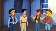 Das Ferienkind Tim (l.) braucht ein Team für das Westernturnier. Bibi (r.), Tina (2.v.r.) und Alex (2.v.l.) bieten ihre Hilfe an und gründen das Martinshof-Team.