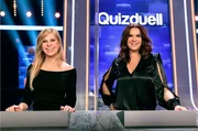 Die Kandidatinnen des Teams "Eis": Denise Bielmann, (l.) und Katharina Witt (r.), beide ehemalige Eiskunstläuferinnen.
