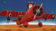 Die Pilotin bemerkt unerwartete Passagiere an den Tragflächen ihres Flugzeugs.