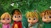 Im Schulgarten gibt es ungebetene Gäste, die sich einfach so an der Ernte bedienen und eine Spur der Verwüstung hinterlassen. Brittany, Alvin, Eleanor und Theodore (v.l.) überlegen, wie sie die Diebe fassen können.