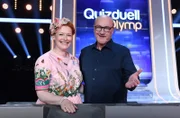 Die Kandidat:innen des Teams "Süss und Lustig": Enie van de Meiklokjes Moderatorin und Bodo Bach Komiker.