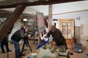 Dreharbeiten in der Restaurierungswerkstatt des Deutschen Fachwerkzentrums Quedlinburg.