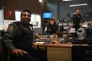 l-r: Amit Patel (Ravi Patel), Victoria Sands (Grace Palmer), Frank Shaw (Joel McHale)