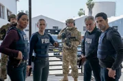 L-R: Aisha Tyler as Tara Lewis, A.J. Cook as Jennifer "JJ" Jareau, Joe Mantegna as David Rossi, and Adam Rodriguez as Luke Alvez.