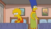 Lisa (l.) hat mal wieder ein neues Jazzstück komponiert und trägt es stolz der Familie vor. Kurz darauf muss sie leider belauschen, wie Marge (r.) Homer gesteht, dass sie Jazz eigentlich gar nicht leiden kann. Lisa ist gekränkt ...