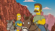 L-R: Da Maggie mal wieder nicht schlafen will, erzählt Homer ihr eine Urlaubs-Geschichte von ihm, Ned und den Familien.